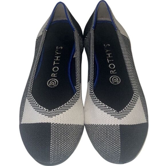 Rothy's The Flat Black and Tan Round Toe Patterned Flats Size 7 - Picture 2 of 11